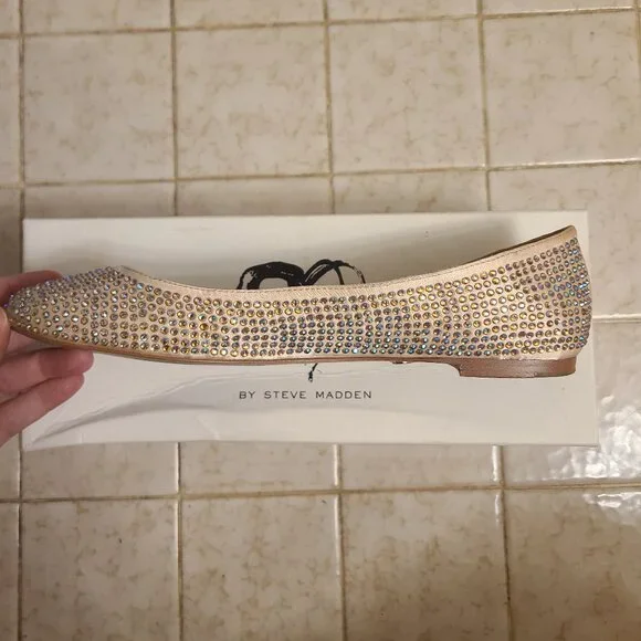 Steve Madden Rhinestone Flats (Very low heel) I-Dreemy Blush Mult Size 9.5 - Picture 14 of 16